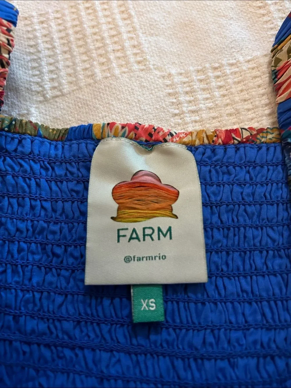 FARM Rio Macaw Flight Mini Dress featuring a smocked bodice size extra small